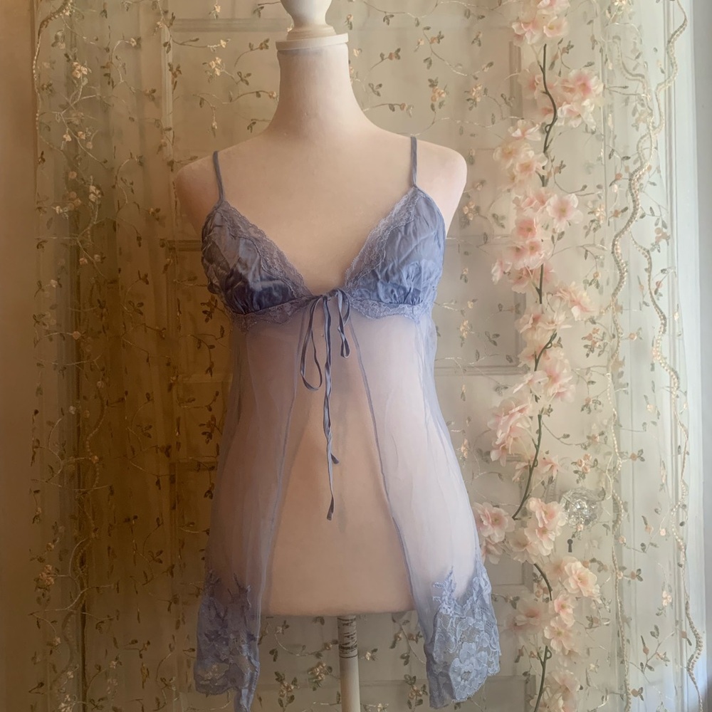 vintage victoria’s secret silk tie front top